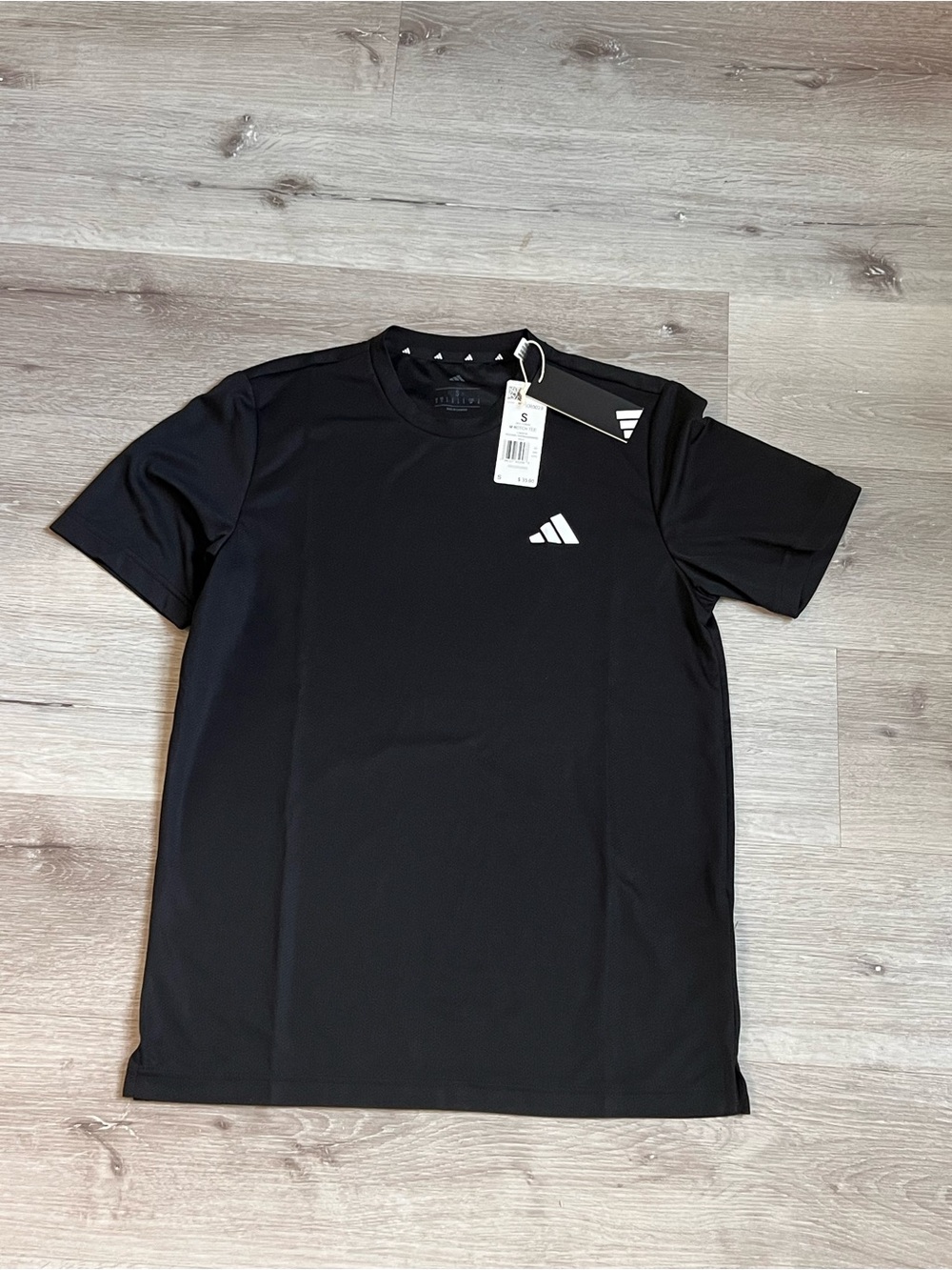 adidas Black Short-Sleeve Athletic Tee with White Logo